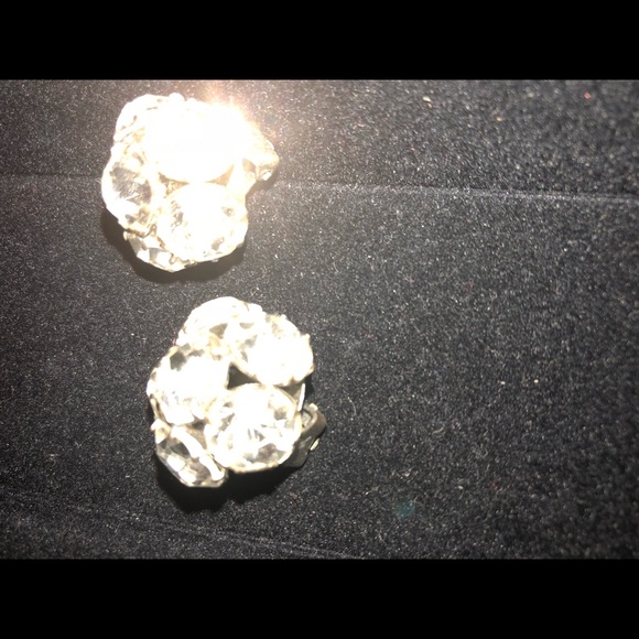 Antique earrings clip on crystal 1940 early cute - Picture 1 of 8